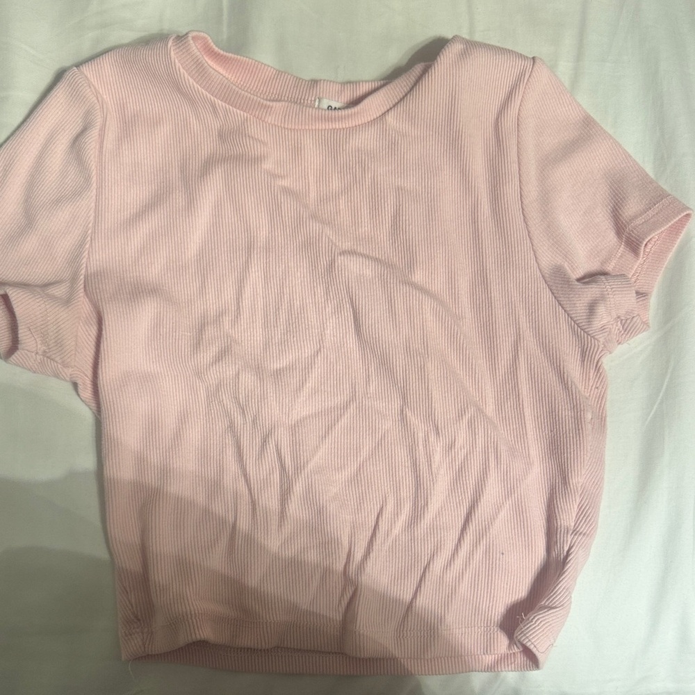 Garage Light Pink Ribbed Short Sleeve Tee